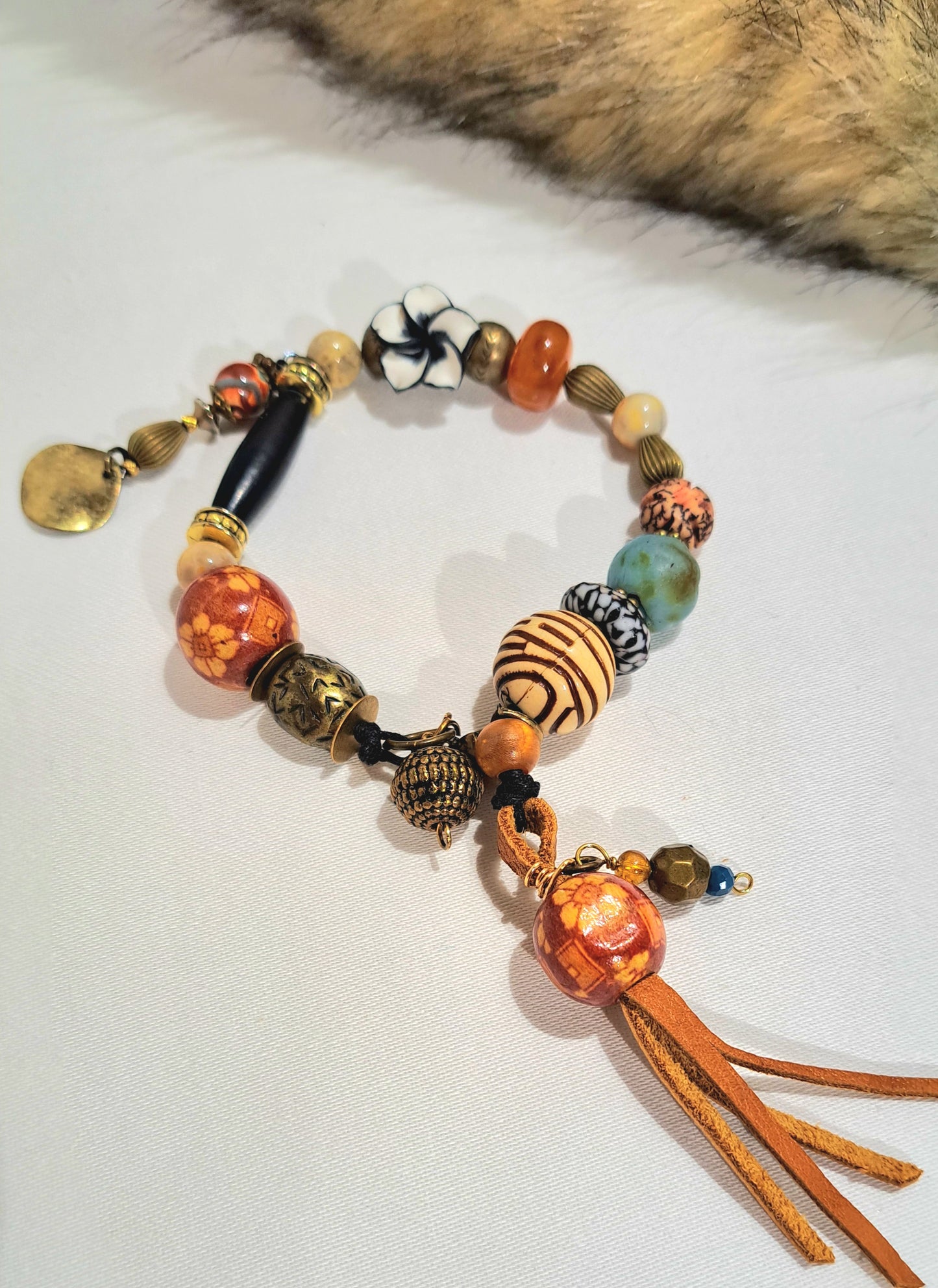 Bohemian inspired multi bead bracelet