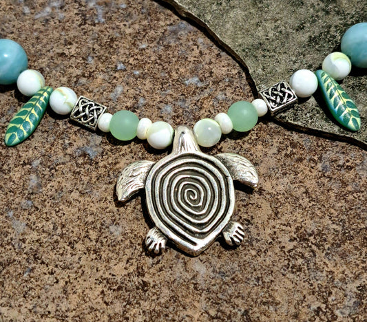 Greek Pewter Turtle necklace