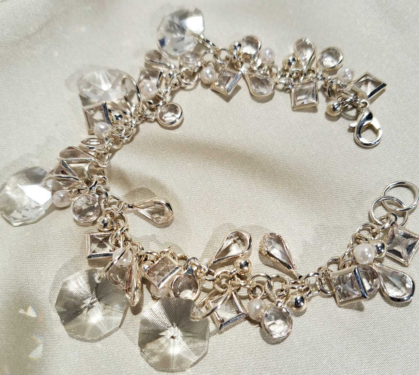 Ladies Crystal Chandelier and pearl bracelet