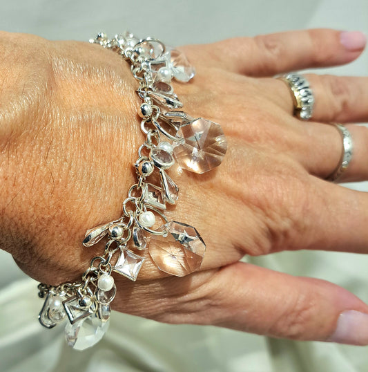 Ladies Crystal Chandelier and pearl bracelet