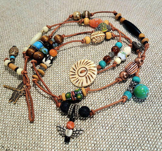 Crazy Chain Antler carved button necklace and bracelet.
