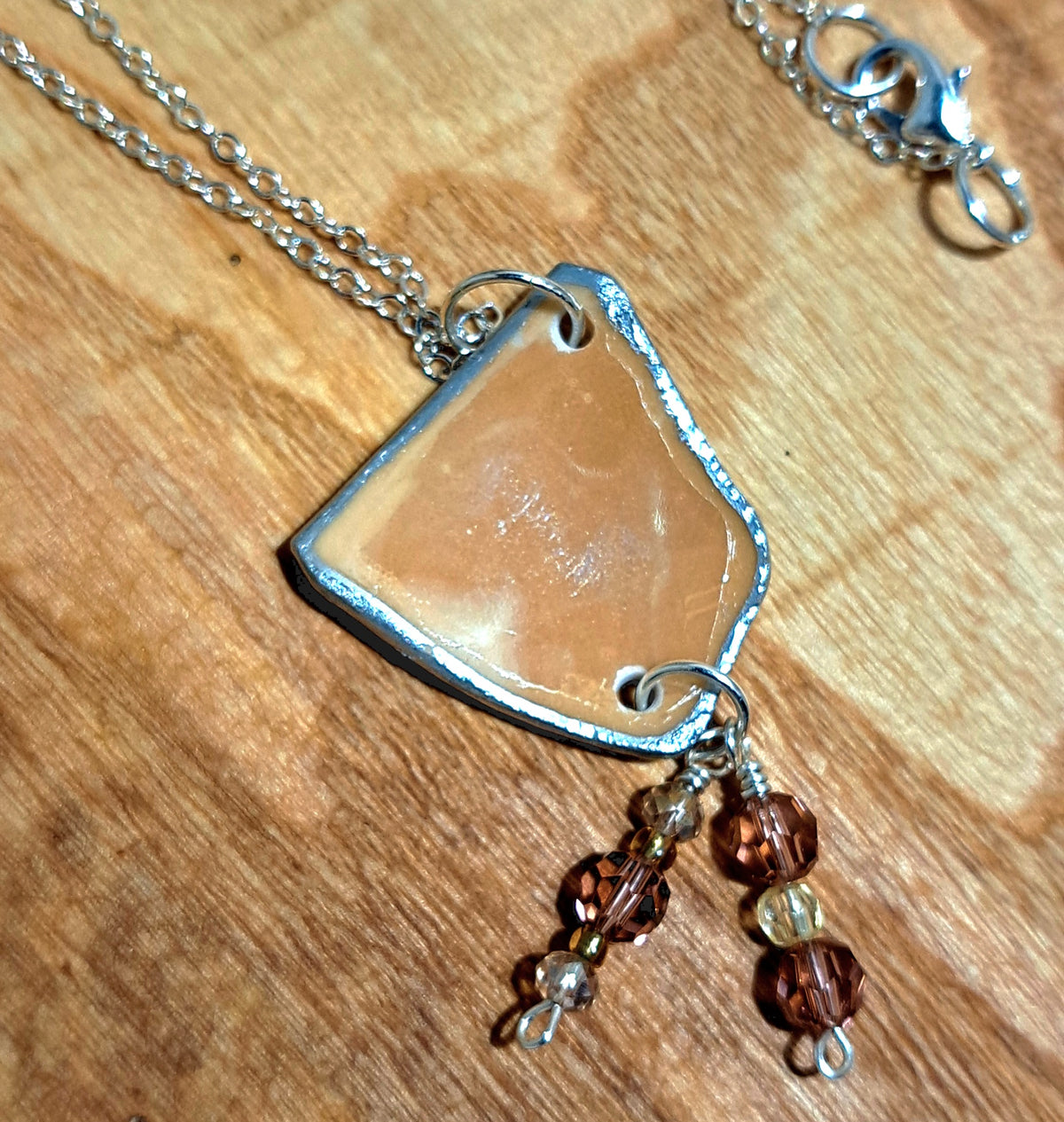 Japanese hand painted broken china pendant necklace
