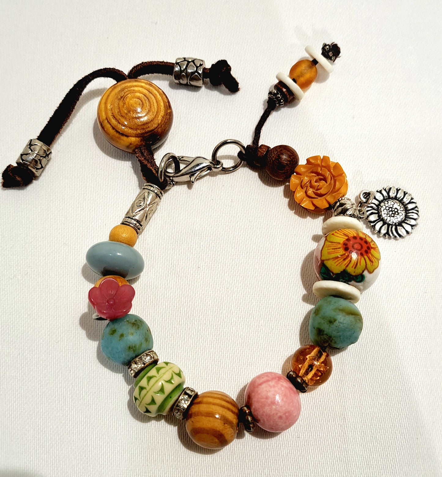 Bohemian inspired multi bead chunky bracelet