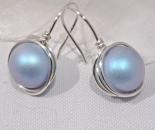 Swarovski blue pearl earrings