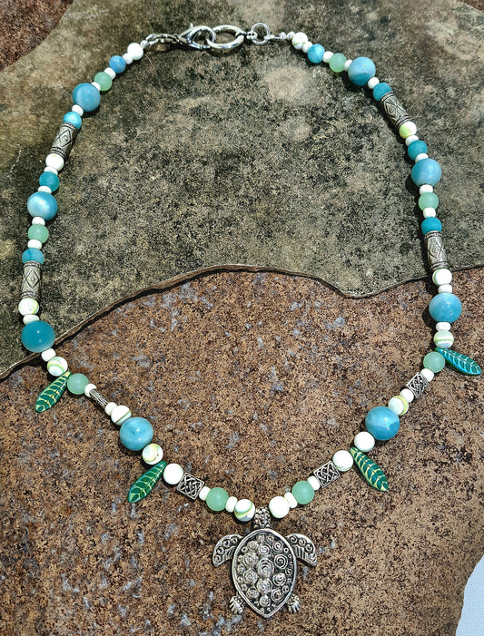 Greek Pewter Turtle necklace