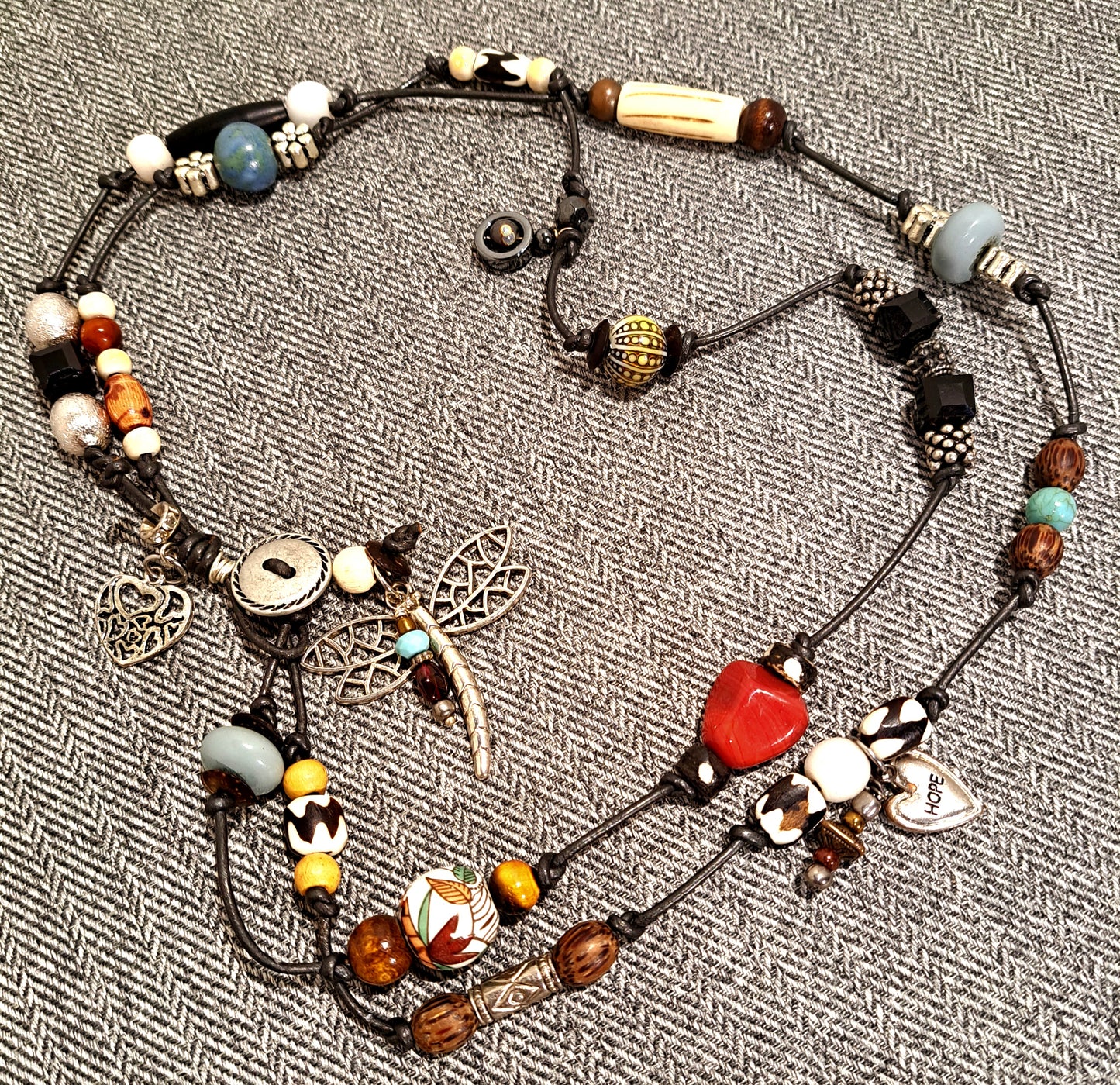 CRAZY CHAIN Necklace and bracelet with Dragon Fly
