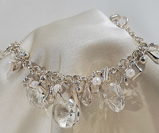 Ladies Crystal Chandelier and pearl bracelet
