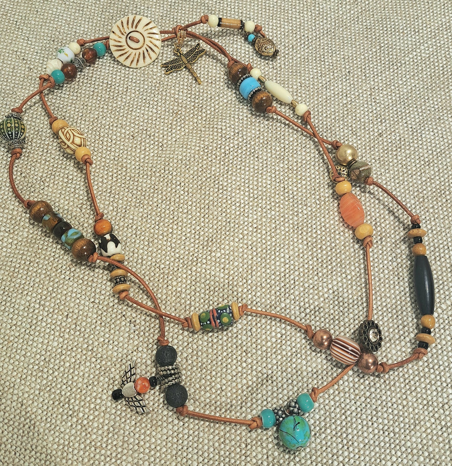 Crazy Chain Antler carved button necklace and bracelet.