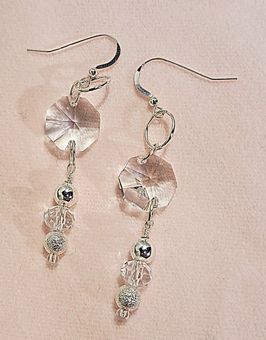 Ladies Sterling silver and crystal  earrings