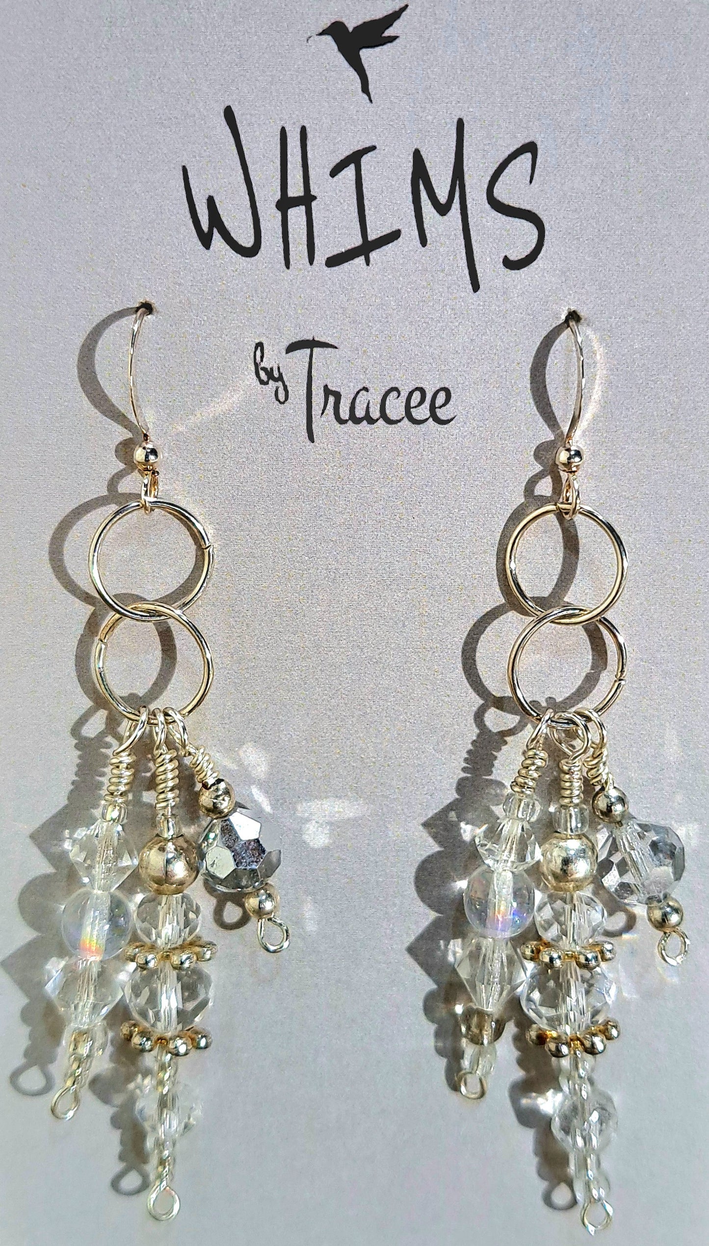 Ladies triple dangle  vintage crystal earrings