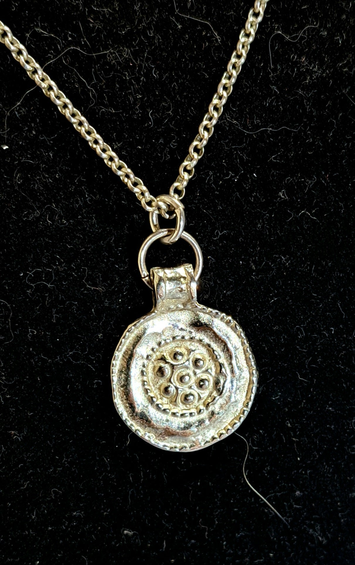 Ladies silver coin necklace and earring set