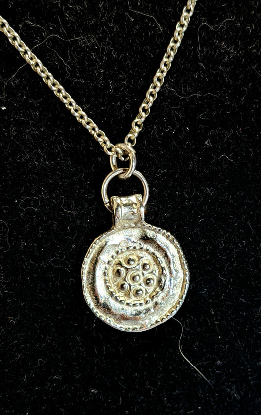 Ladies silver coin necklace and earring set