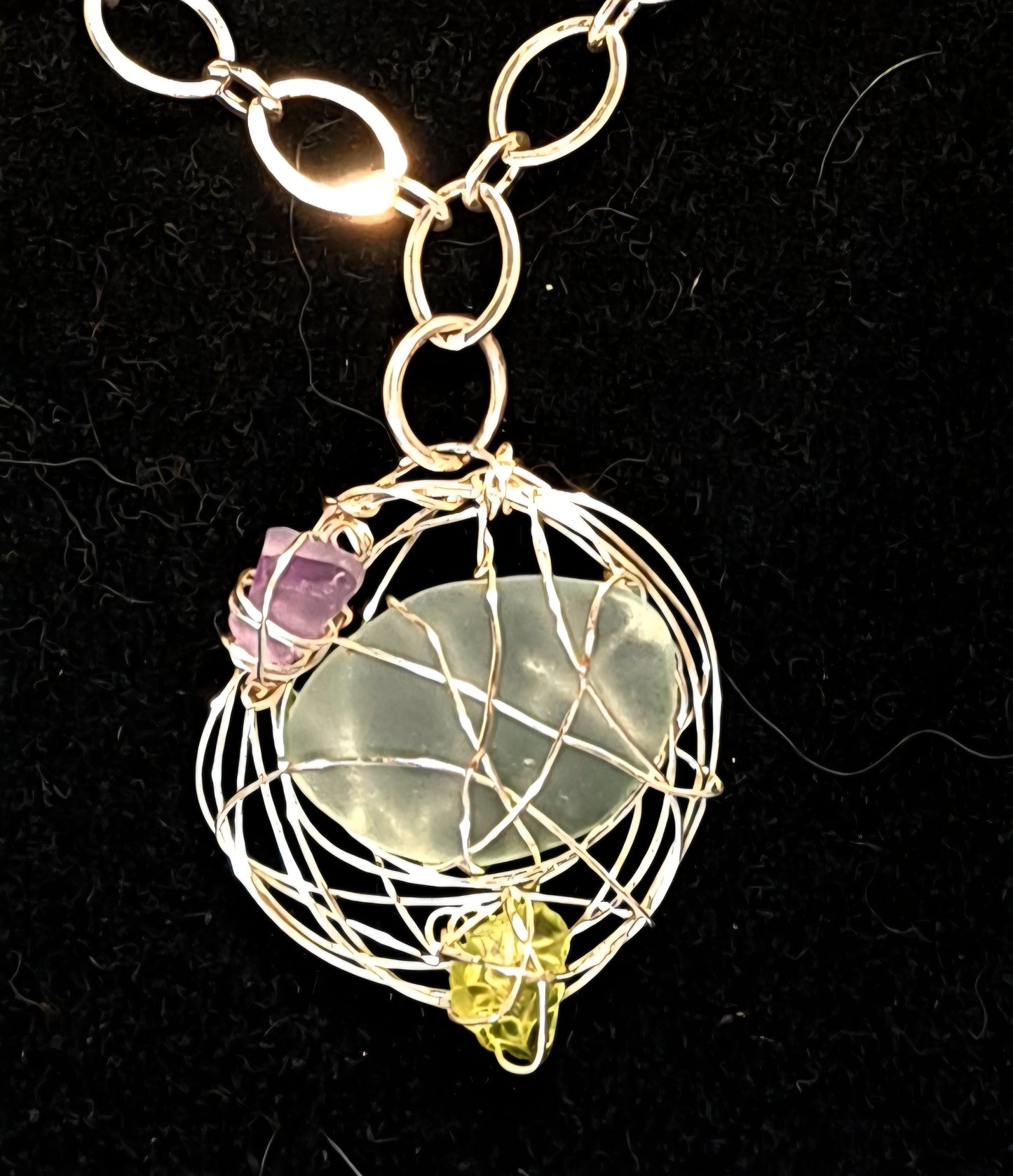 Ladies Silver Wire wrapped Sea Glass pendant necklace