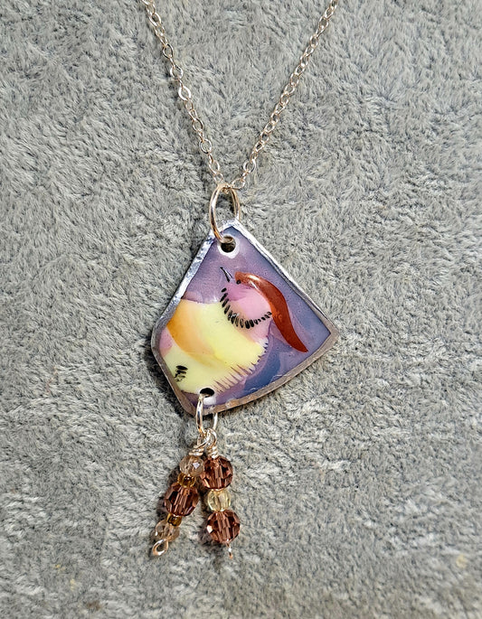 Japanese hand painted broken china pendant necklace