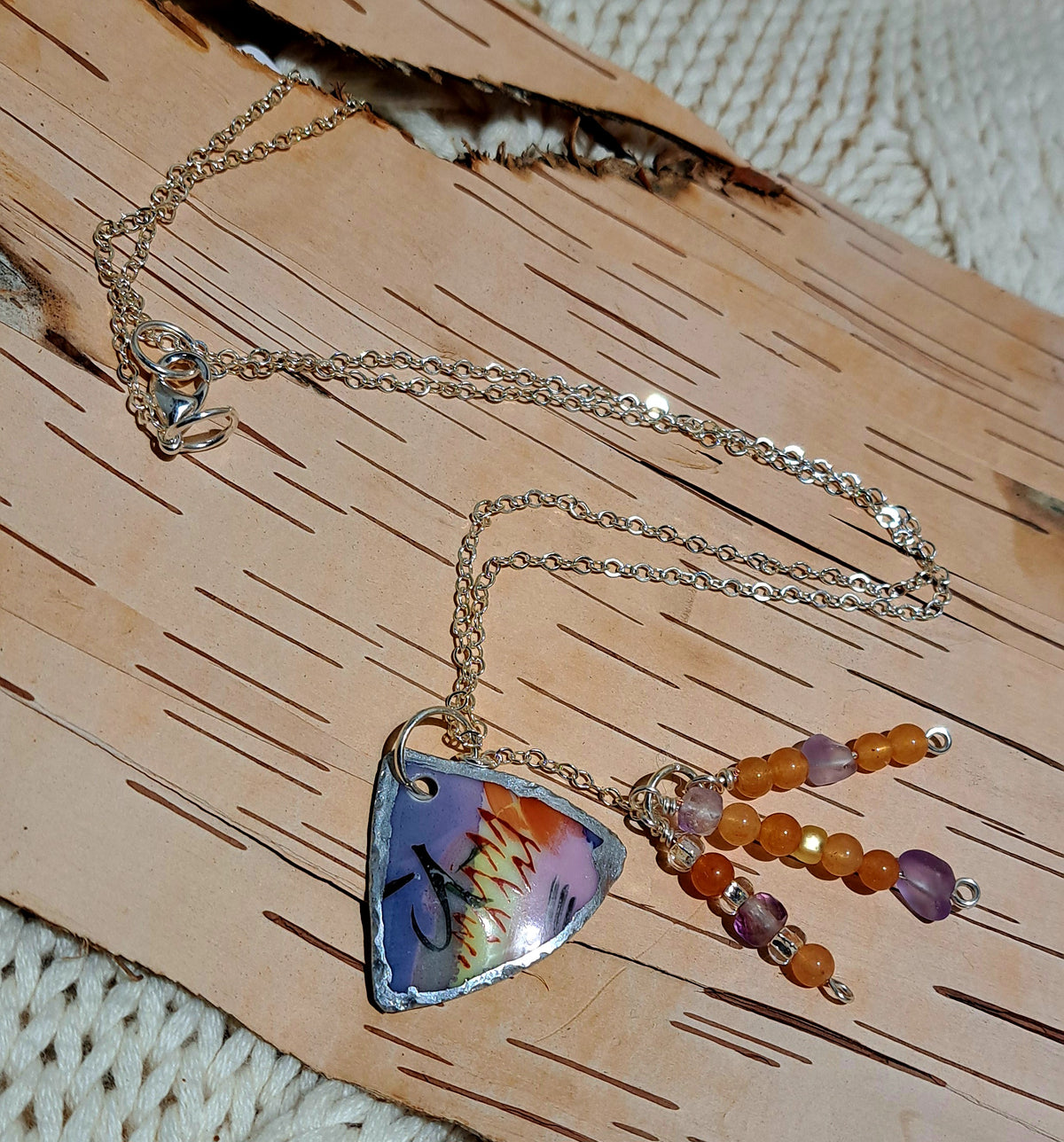 Broken China necklace from Hand painted Japanese origin